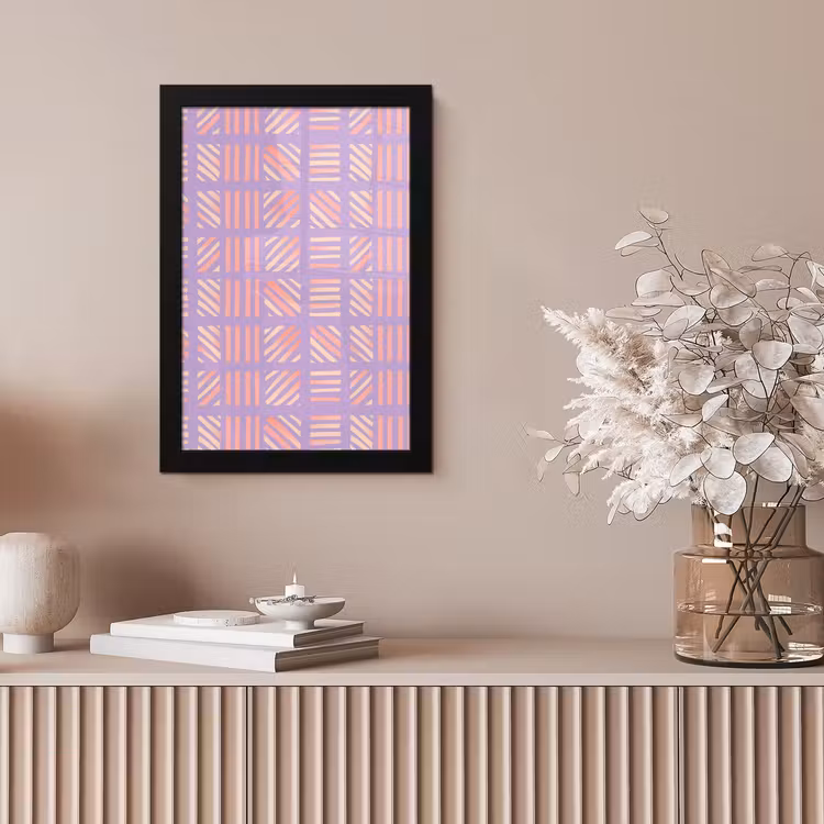 Bilder mit Rahmen - Lila – Rosa – Geometrisch – Streifen – Blöcke – Muster — 4