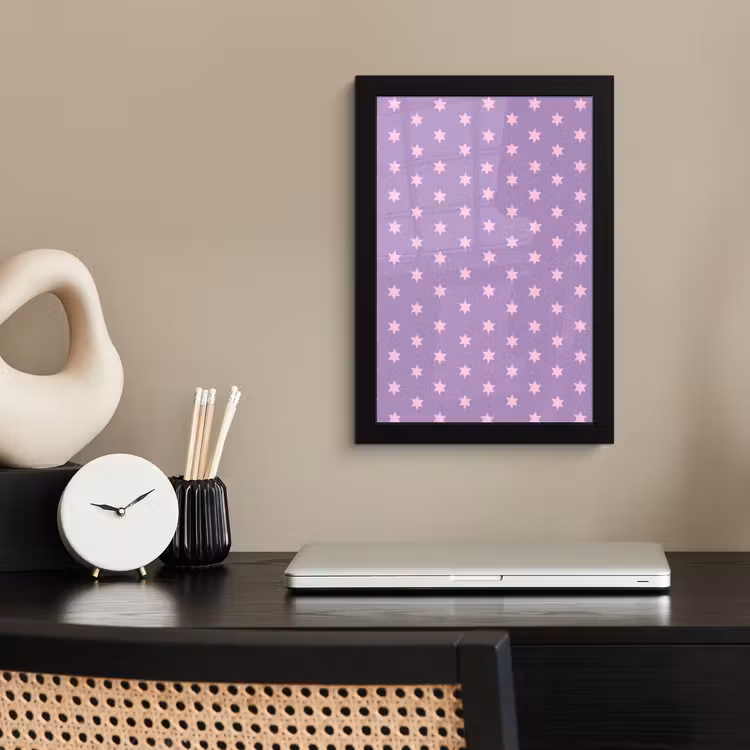 Bilder mit Rahmen - Lila – Rosa – Sterne – Geometrisch – Muster — 2