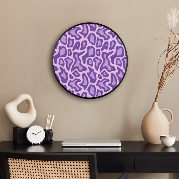 Poster im Rahmen Rund - Lila – Abstrakt – Leopard – Flecken – Groovy – Muster — 3