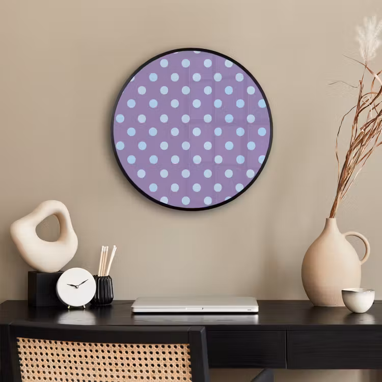 Poster im Rahmen Rund - Lila – Blau – Geometrisch – Punkte – Polka Dot – Muster — 3