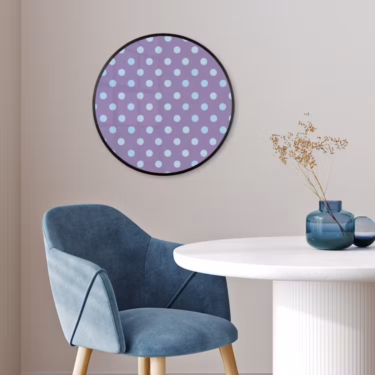 Poster im Rahmen Rund - Lila – Blau – Geometrisch – Punkte – Polka Dot – Muster — 4
