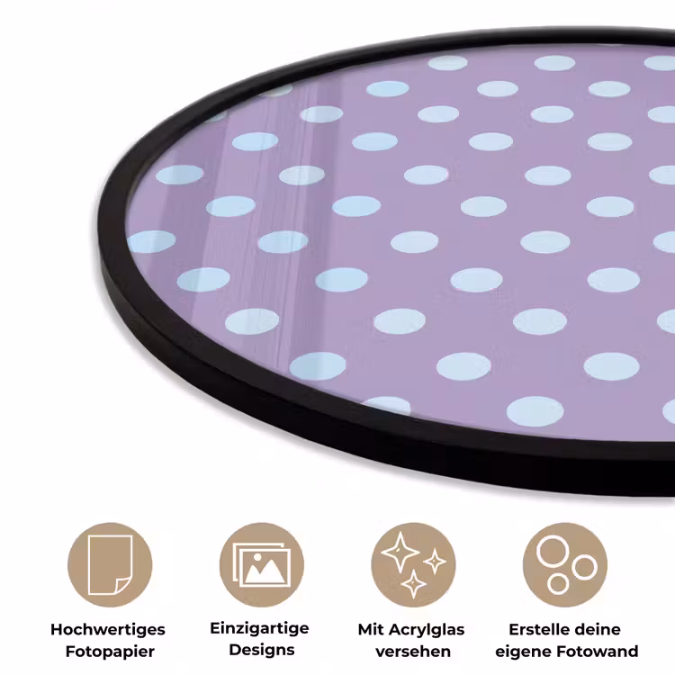 Poster im Rahmen Rund - Lila – Blau – Geometrisch – Punkte – Polka Dot – Muster — 6