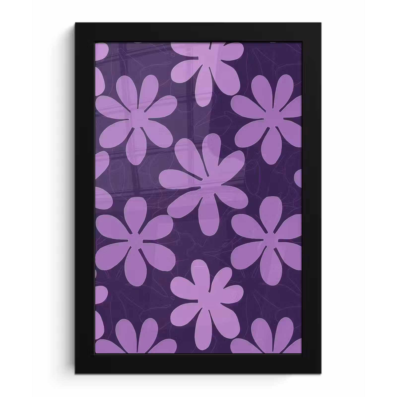 Bilder mit Rahmen - Lila – Botanisch – Blumen – Retro – Muster — 1