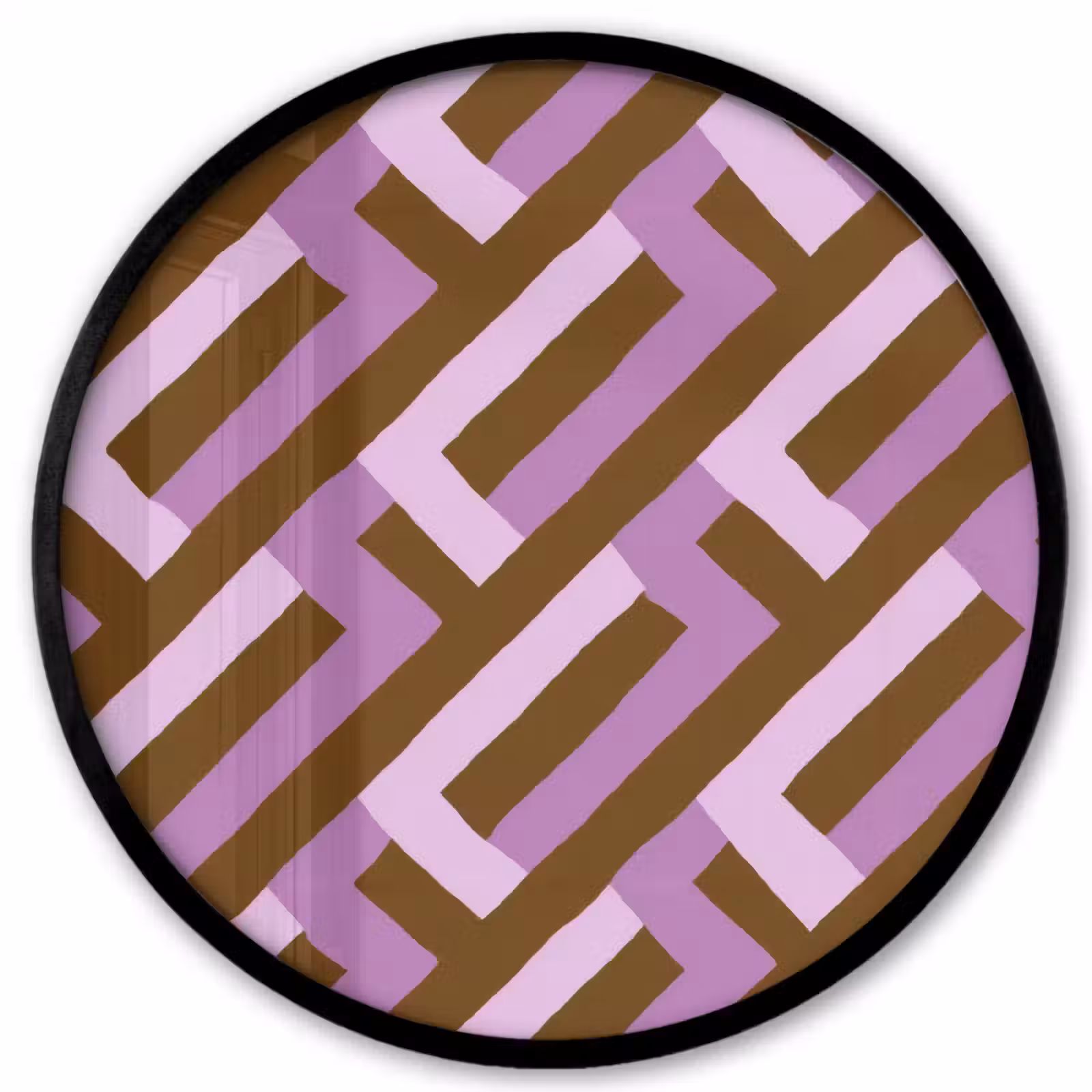 Poster im Rahmen Rund - Braun – Rosa – Geometrisch – Mäander – Muster — 1