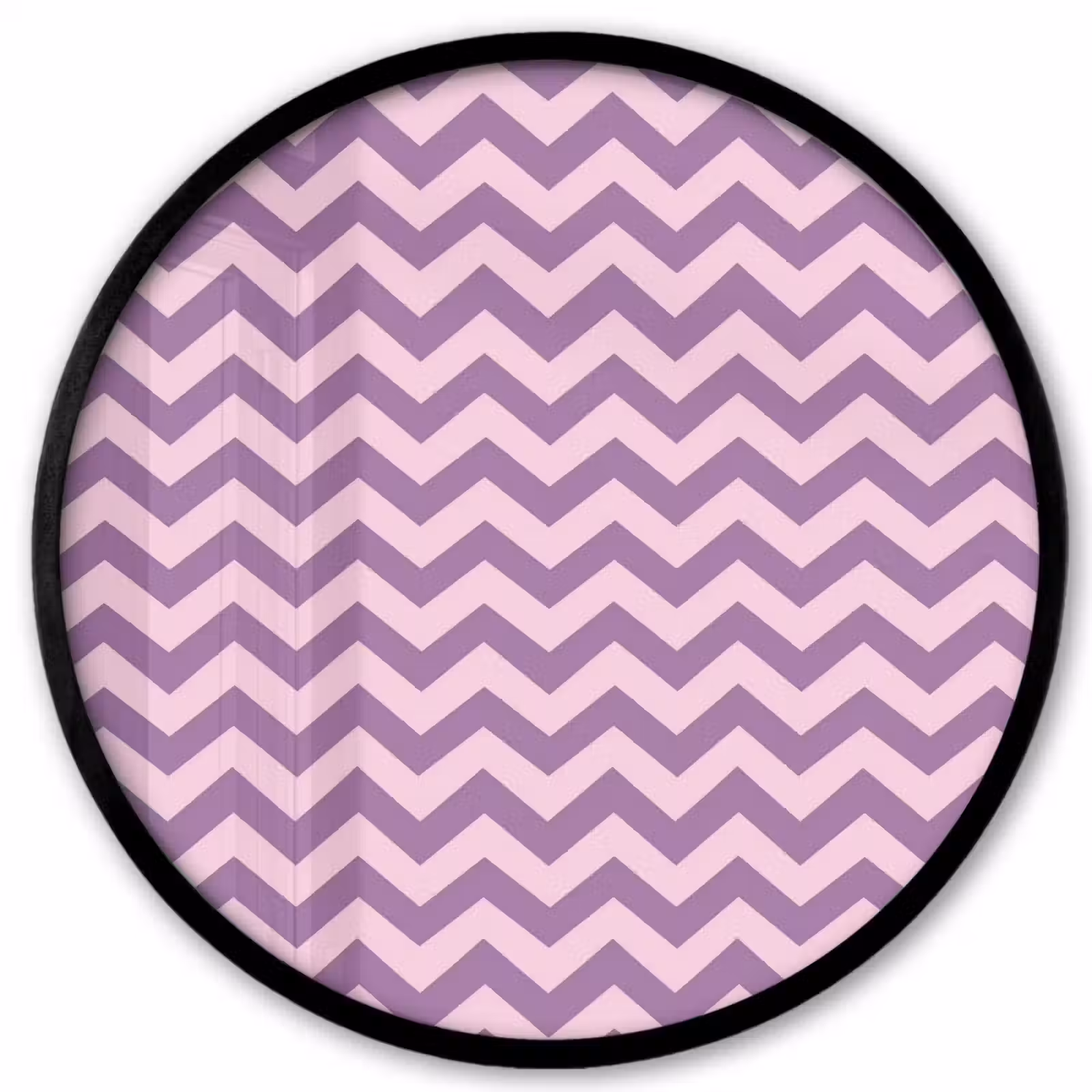 Poster im Rahmen Rund - Lila – Rosa – Geometrisch – Chevron – Zickzack – Muster — 1