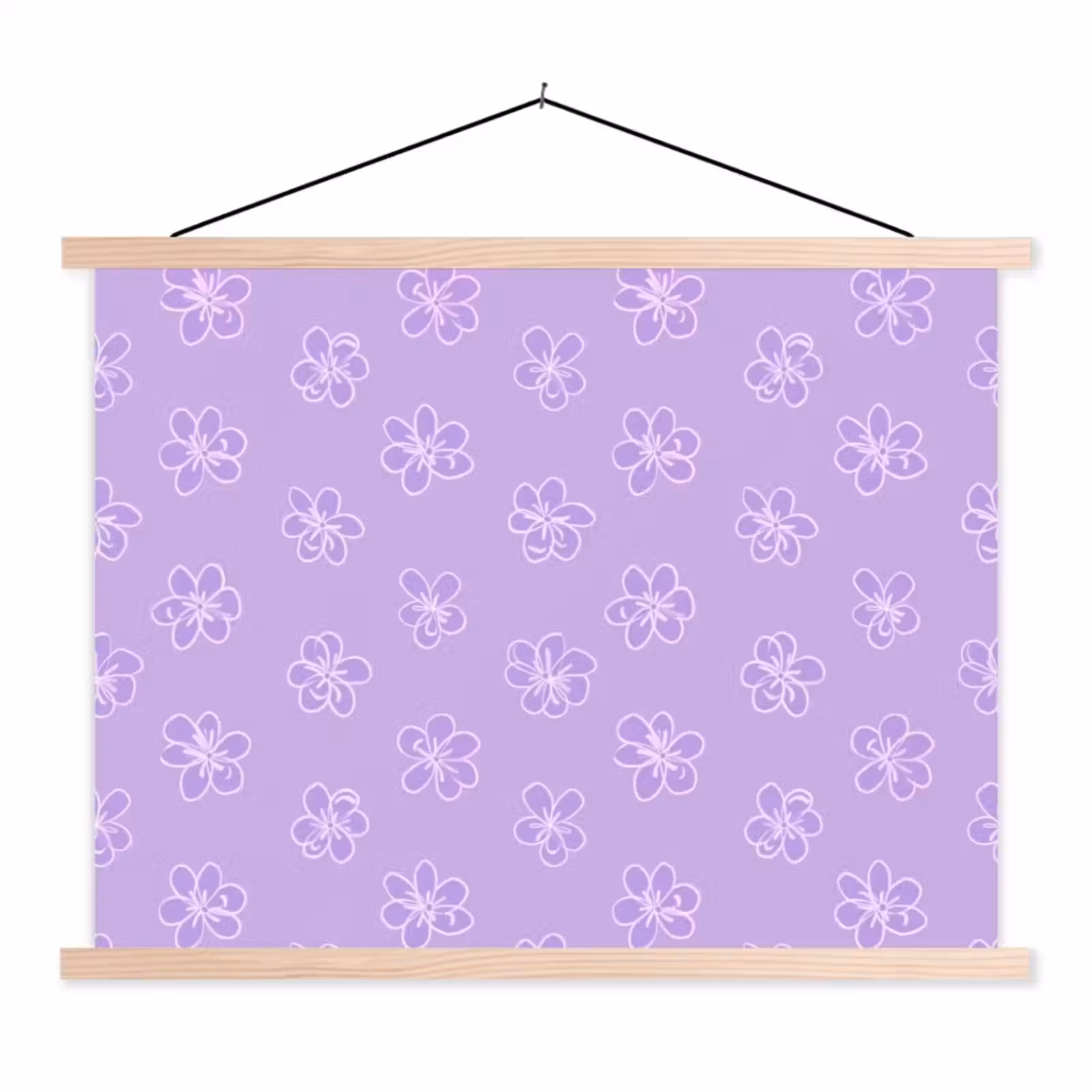 Stoffbild - Lila – Botanisch – Blumen – Handgezeichnet – Muster — 1