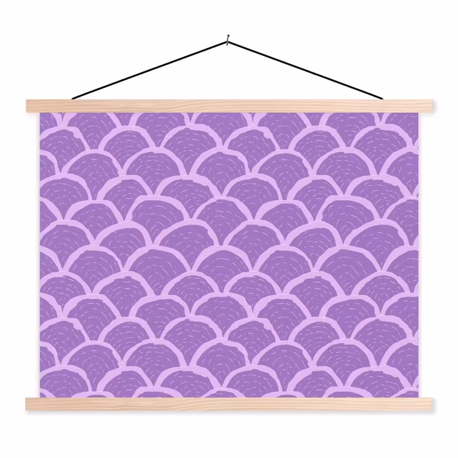 Stoffbild - Lila – Schuppen – Muscheln – Handgezeichnet – Muster — 1