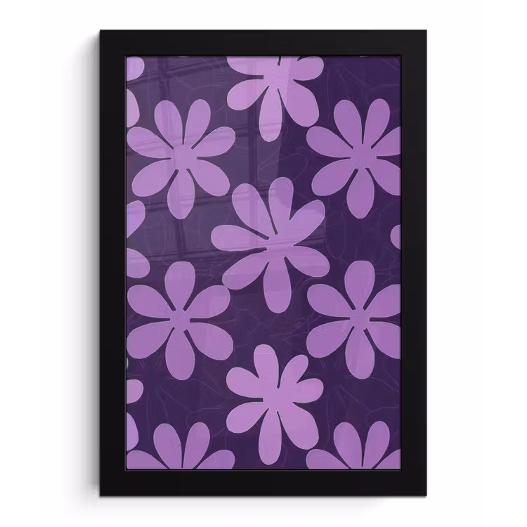 Bilder mit Rahmen - Lila – Botanisch – Blumen – Retro – Muster — 1