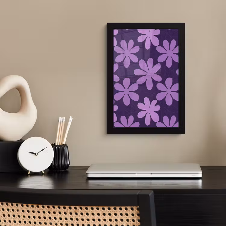 Bilder mit Rahmen - Lila – Botanisch – Blumen – Retro – Muster — 2