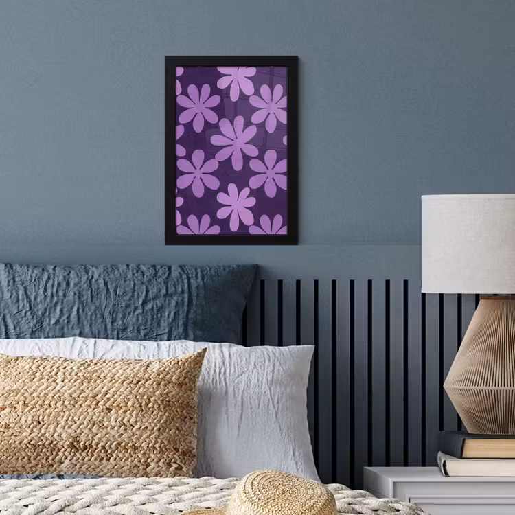 Bilder mit Rahmen - Lila – Botanisch – Blumen – Retro – Muster — 3