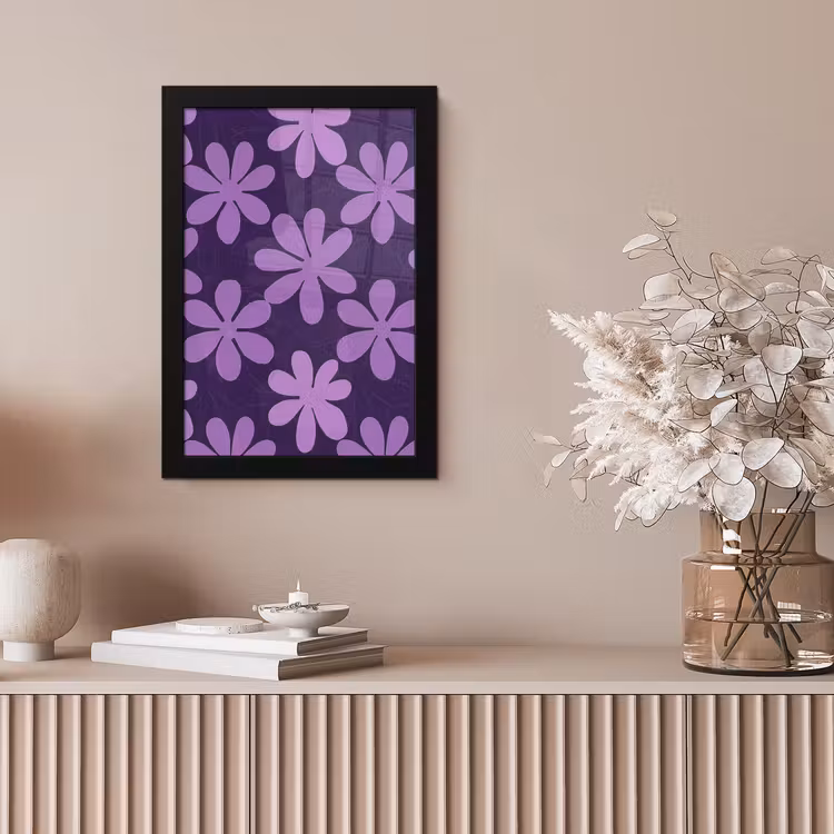 Bilder mit Rahmen - Lila – Botanisch – Blumen – Retro – Muster — 4