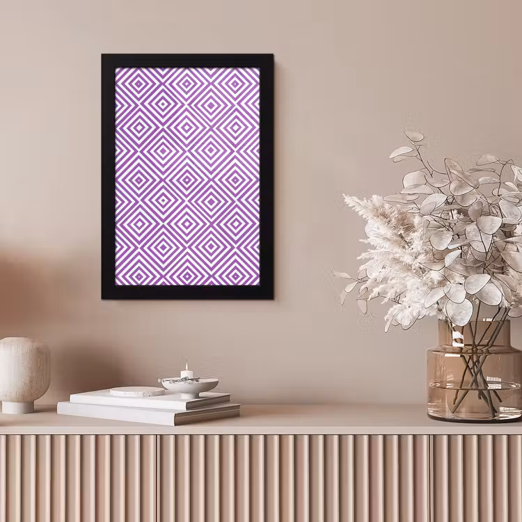 Bilder mit Rahmen - Lila – Geometrisch – Rauten – Konzentrisch – Muster — 4