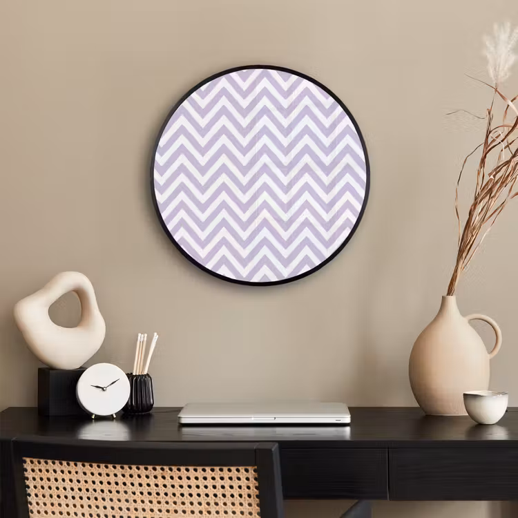 Poster im Rahmen Rund - Lila – Geometrisch – Chevron – Zickzack – Muster — 3