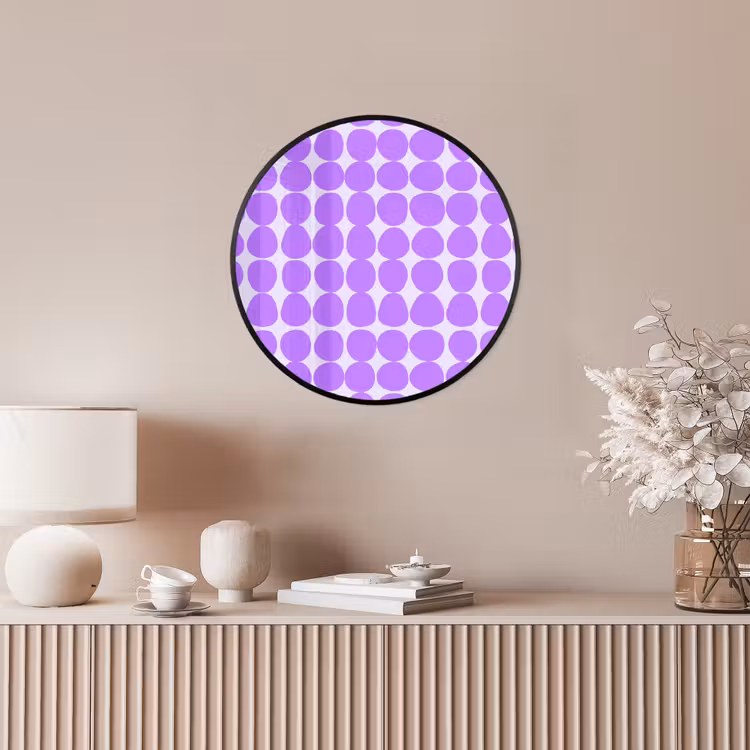 Poster im Rahmen Rund - Lila – Geometrisch – Punkte – Polka Dot – Muster — 5