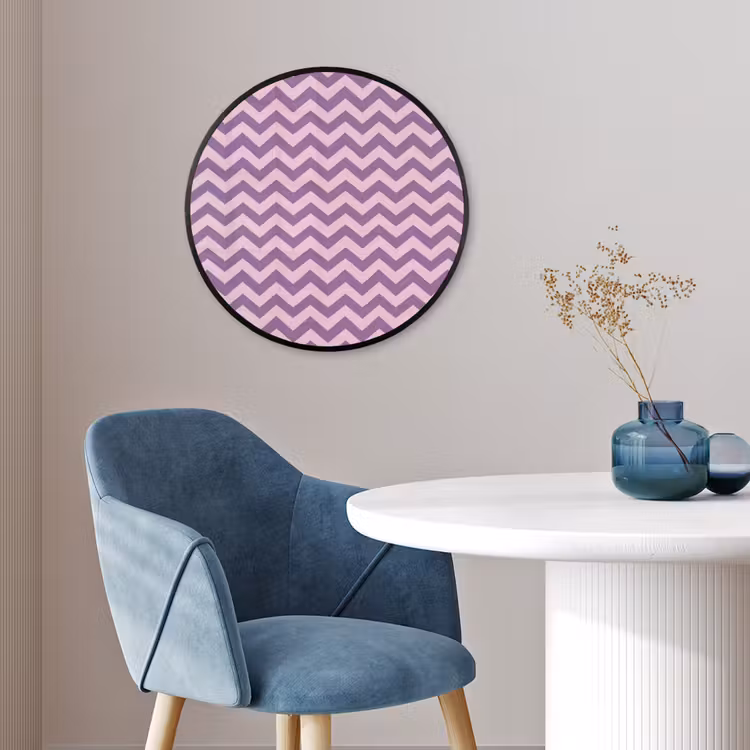 Poster im Rahmen Rund - Lila – Rosa – Geometrisch – Chevron – Zickzack – Muster — 4