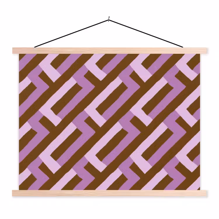 Stoffbild - Braun – Rosa – Geometrisch – Mäander – Muster — 1