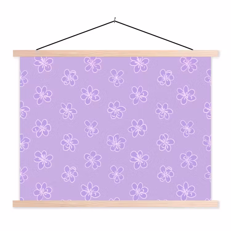 Stoffbild - Lila – Botanisch – Blumen – Handgezeichnet – Muster — 1