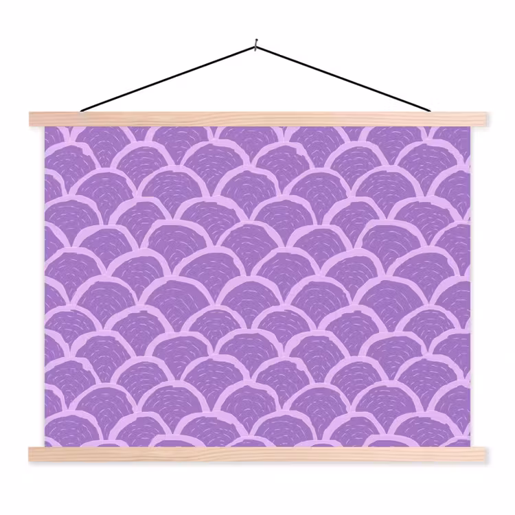 Stoffbild - Lila – Schuppen – Muscheln – Handgezeichnet – Muster — 1