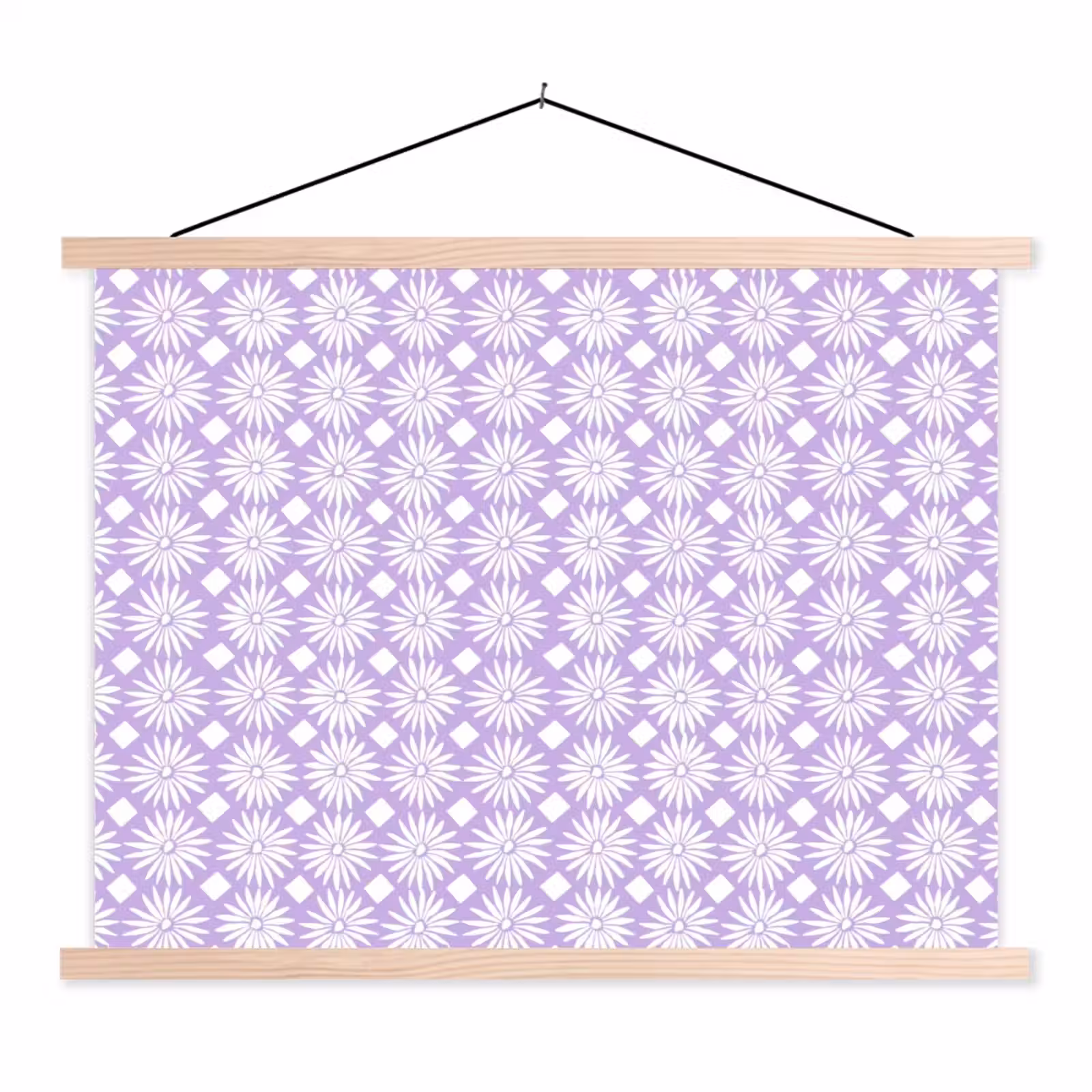 Stoffbild - Lila – Botanisch – Blumen – Gänseblümchen – Muster — 1