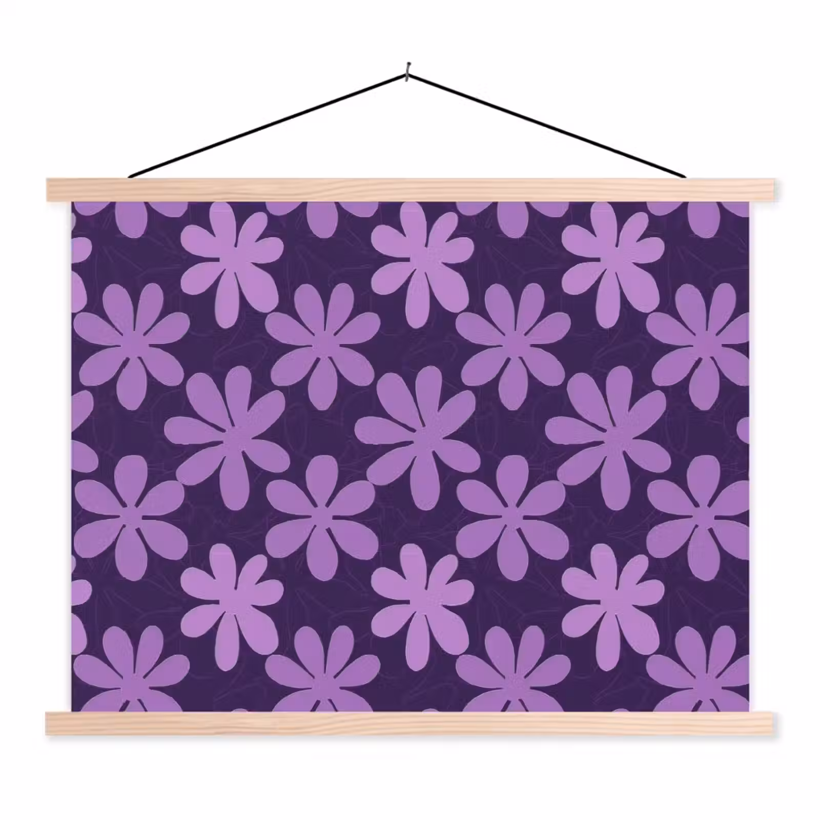 Stoffbild - Lila – Botanisch – Blumen – Retro – Muster — 1