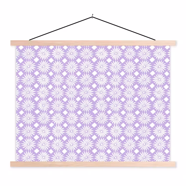 Stoffbild - Lila – Botanisch – Blumen – Gänseblümchen – Muster — 1