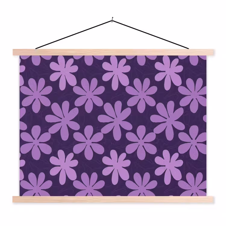 Stoffbild - Lila – Botanisch – Blumen – Retro – Muster — 1