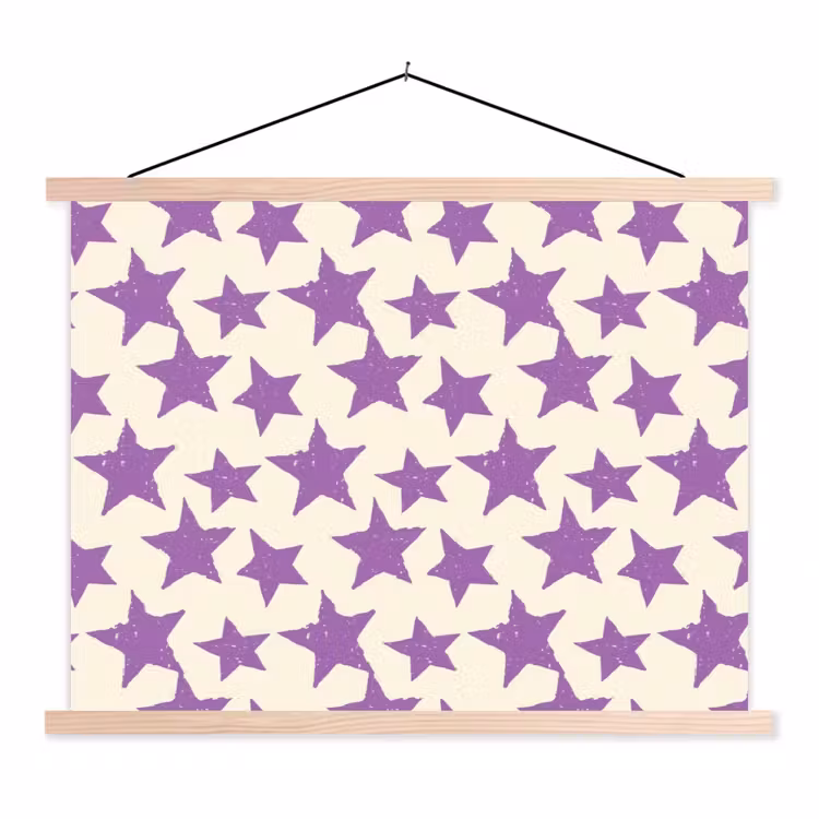 Stoffbild - Lila – Geometrisch – Sterne – Stempel – Muster — 1