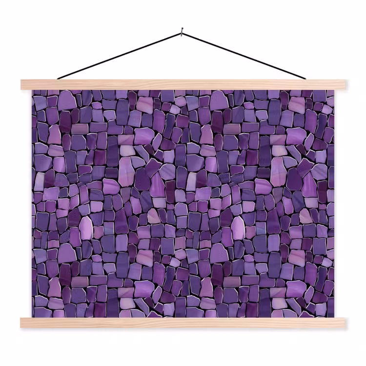 Stoffbild - Lila – Mosaik – Scherben – Stein – Muster — 1