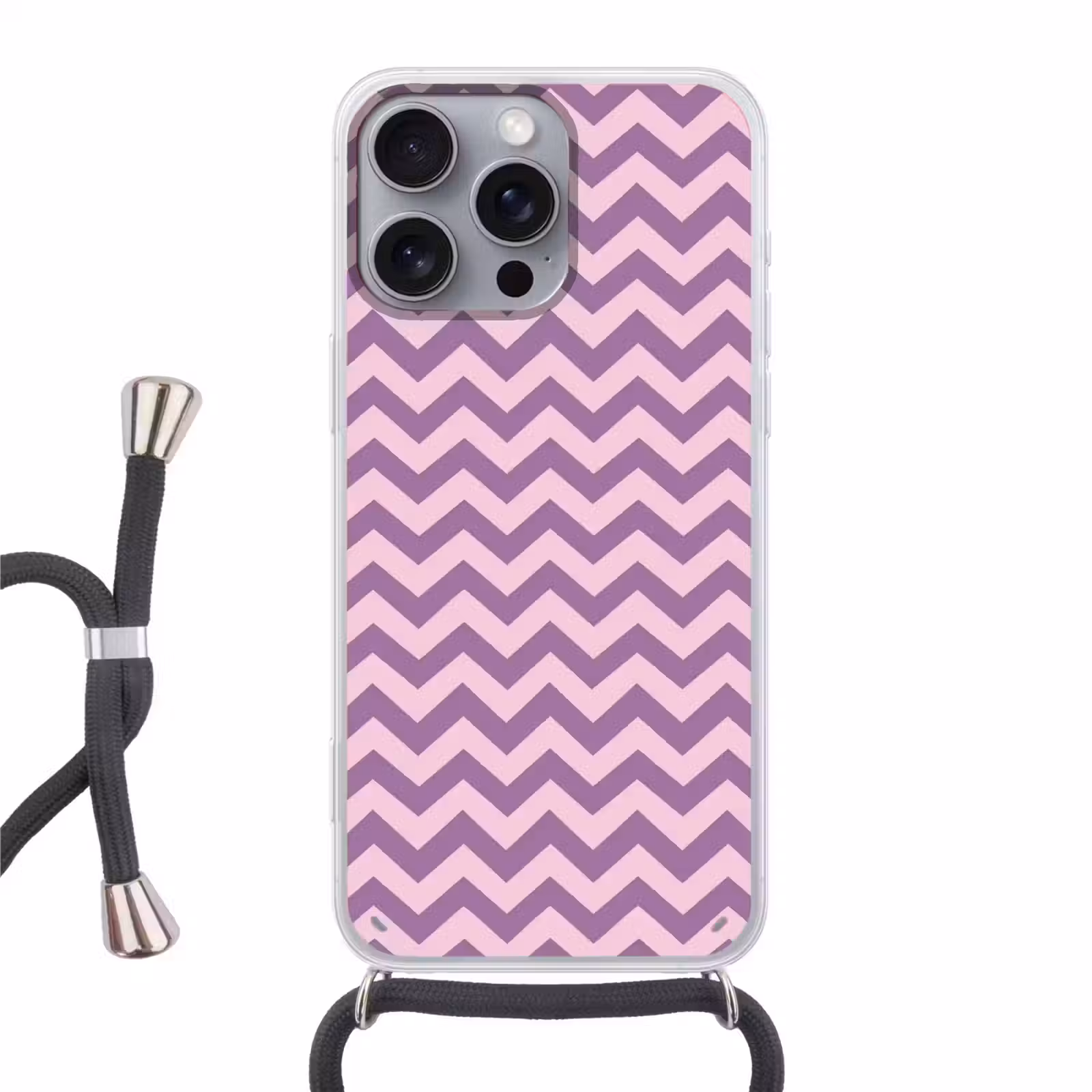 Handyhülle mit Band - Lila – Rosa – Geometrisch – Chevron – Zickzack – Muster — 1