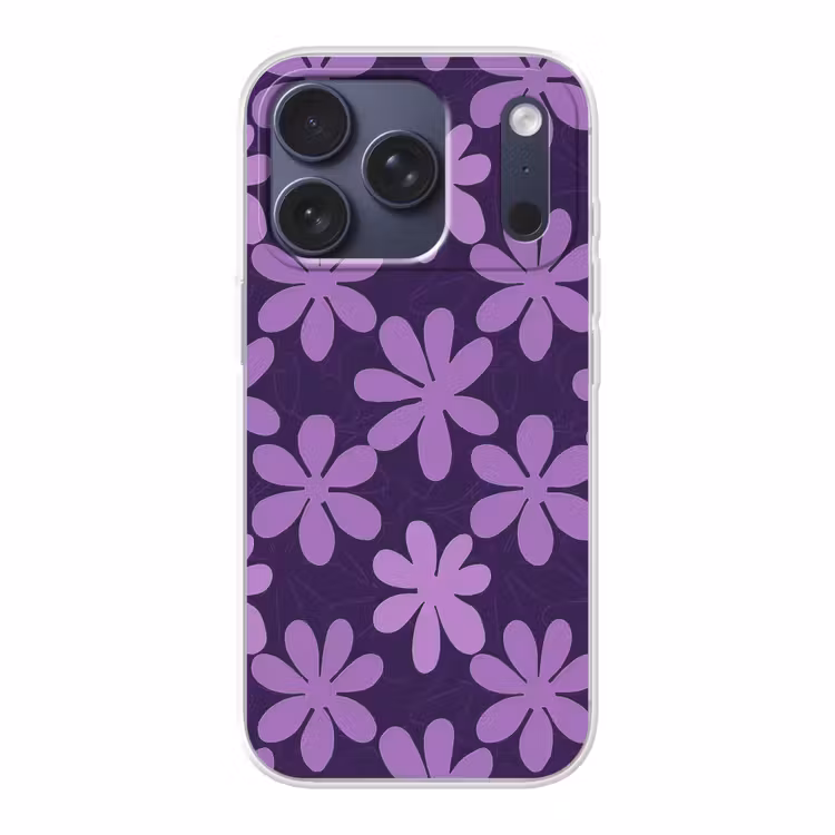 Handyhülle - Lila – Botanisch – Blumen – Retro – Muster — 1