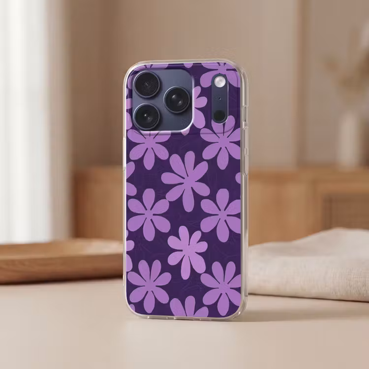 Handyhülle - Lila – Botanisch – Blumen – Retro – Muster — 3