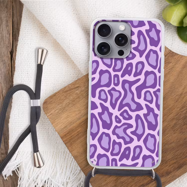 Handyhülle mit Band - Lila – Abstrakt – Leopard – Flecken – Groovy – Muster — 3