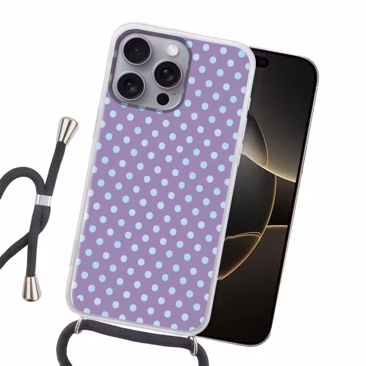 Handyhülle mit Band - Lila – Blau – Geometrisch – Punkte – Polka Dot – Muster — 5