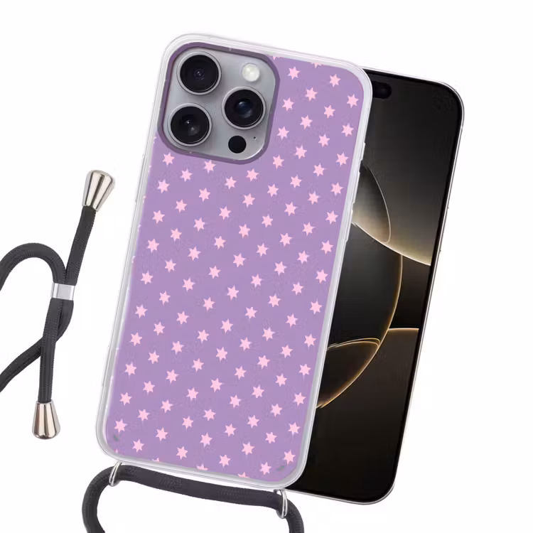 Handyhülle mit Band - Lila – Rosa – Sterne – Geometrisch – Muster — 5