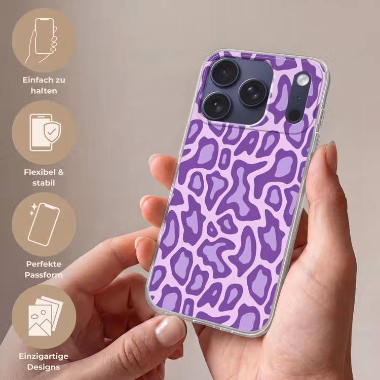 Handyhülle - Lila – Abstrakt – Leopard – Flecken – Groovy – Muster — 4
