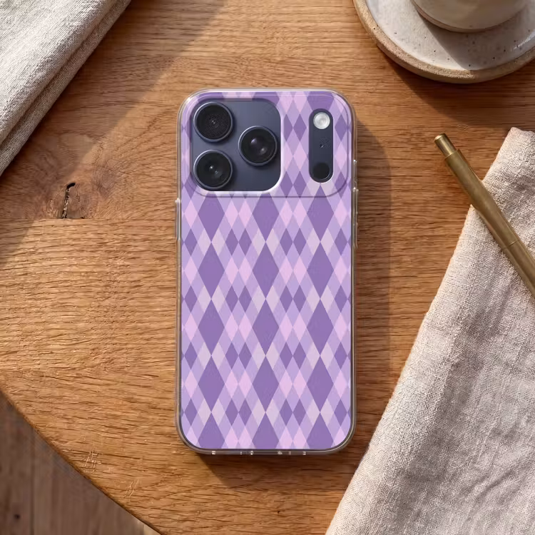 Handyhülle - Lila – Geometrisch – Rauten – Argyle – Muster — 2