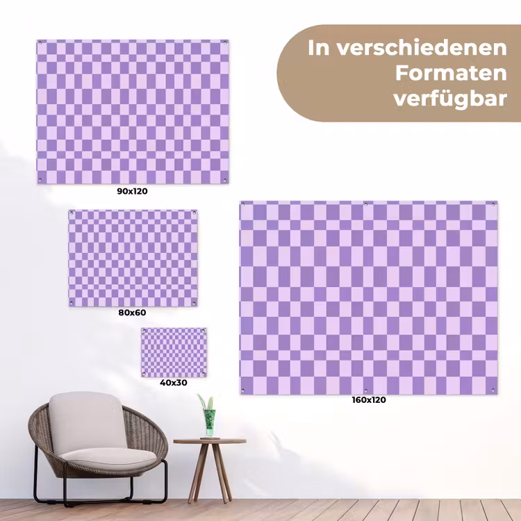 Gartenposter - Lila – Geometrisch – Schachbrettmuster – Blöcke – Muster — 6