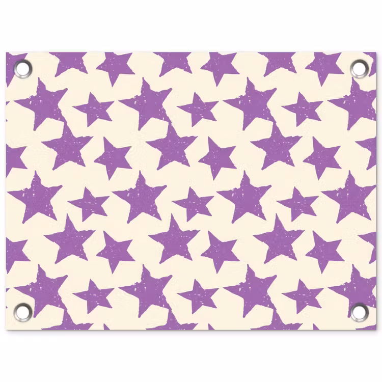 Gartenposter - Lila – Geometrisch – Sterne – Stempel – Muster — 1