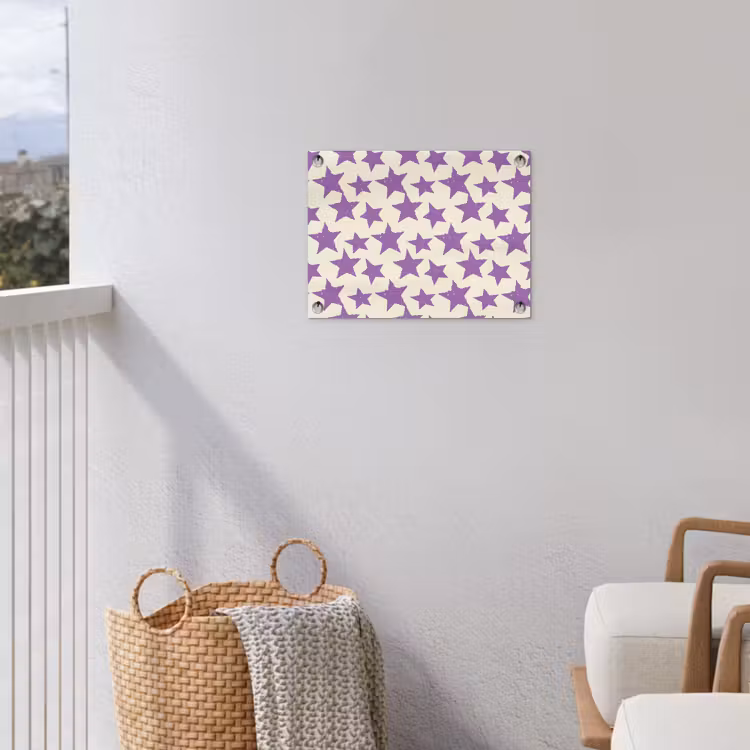 Gartenposter - Lila – Geometrisch – Sterne – Stempel – Muster — 5