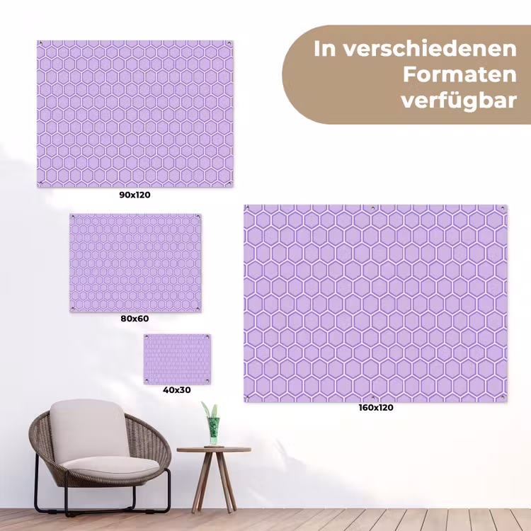 Gartenposter - Lila – Geometrisch – Wabenmuster – Bienenwabe – Muster — 6