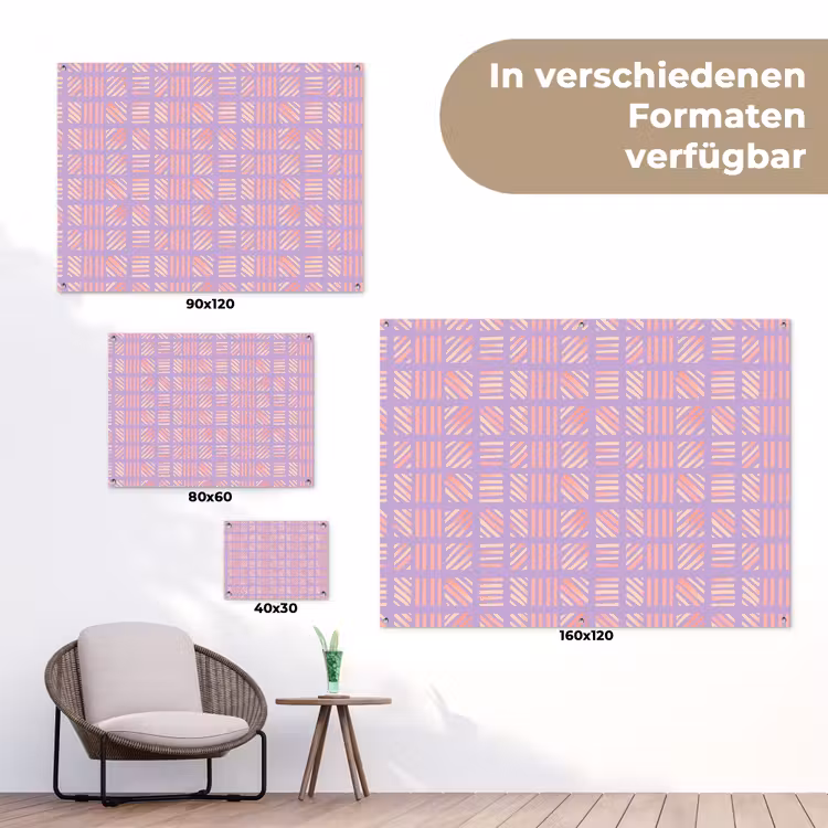 Gartenposter - Lila – Rosa – Geometrisch – Streifen – Blöcke – Muster — 6