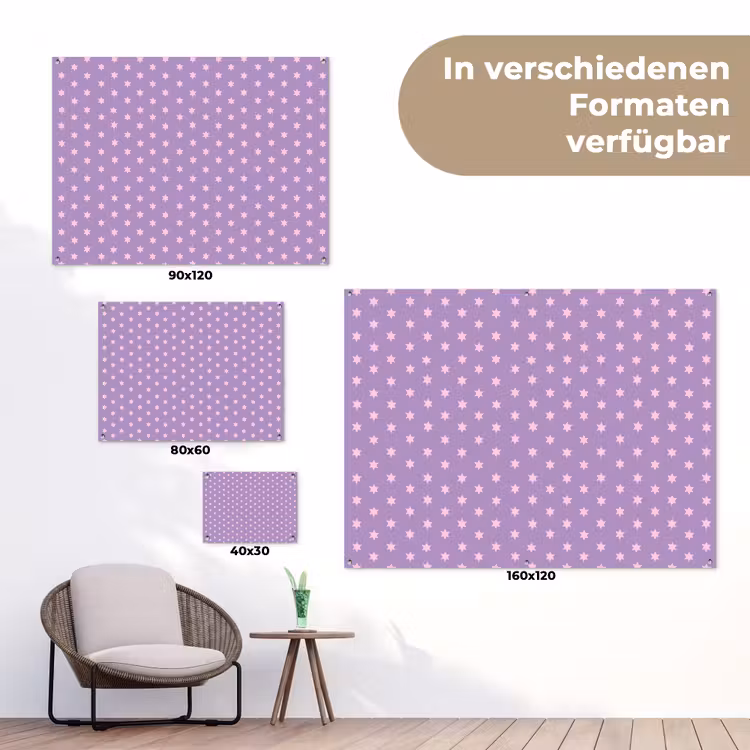 Gartenposter - Lila – Rosa – Sterne – Geometrisch – Muster — 6