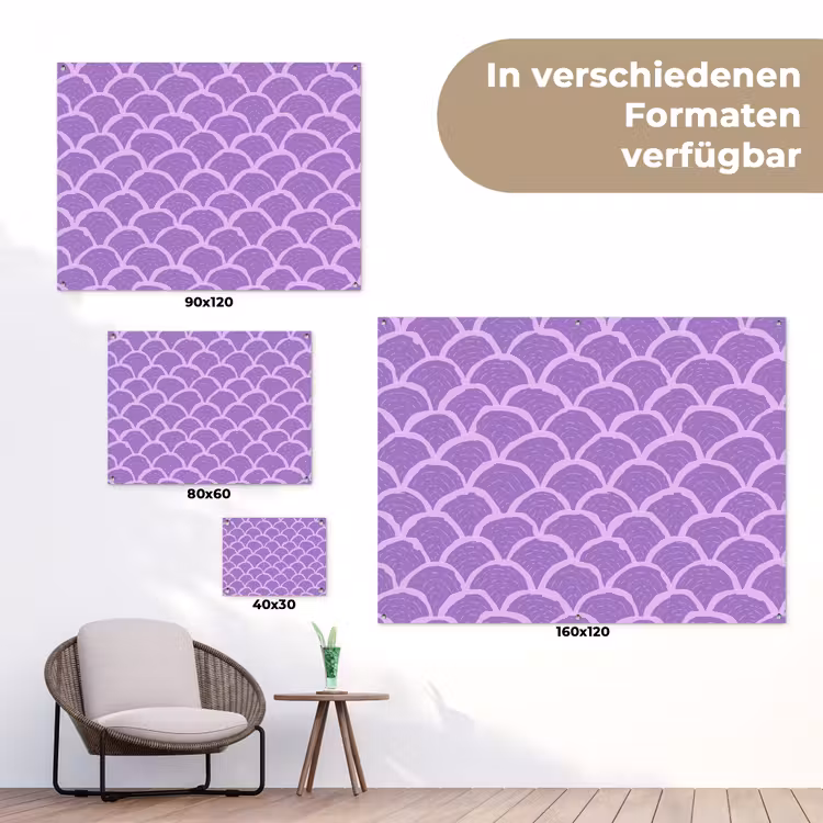 Gartenposter - Lila – Schuppen – Muscheln – Handgezeichnet – Muster — 6