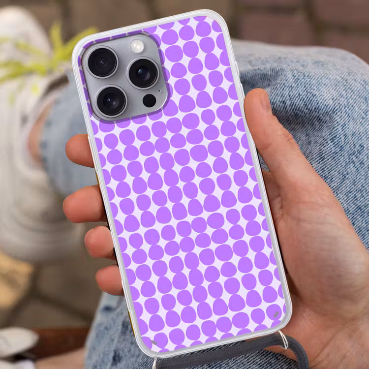 Handyhülle mit Band - Lila – Geometrisch – Punkte – Polka Dot – Muster — 2