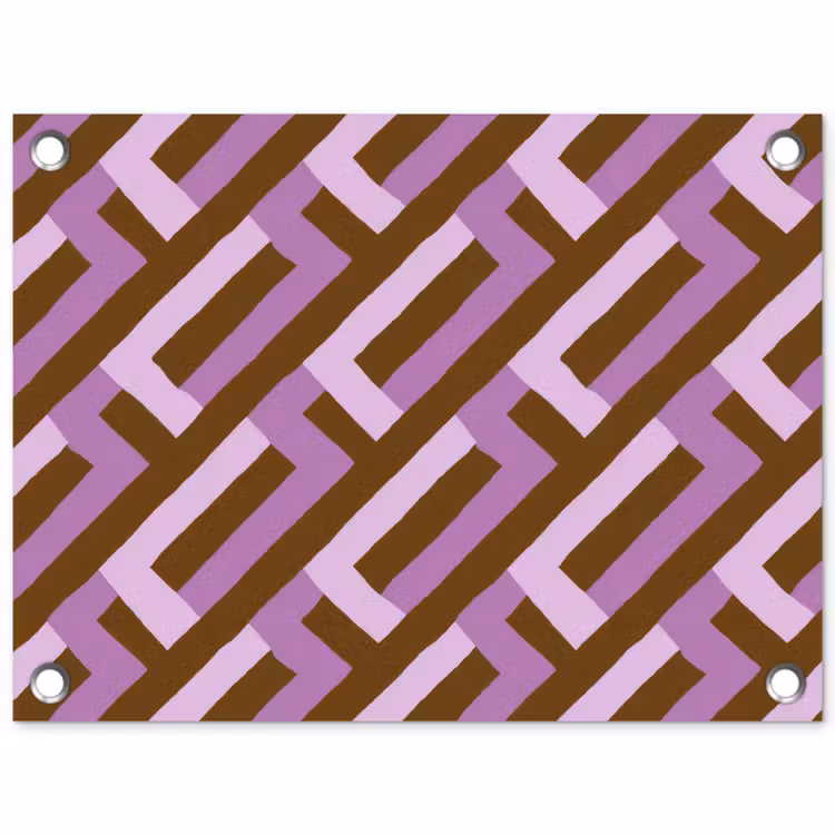 Gartenposter - Braun – Rosa – Geometrisch – Mäander – Muster — 1