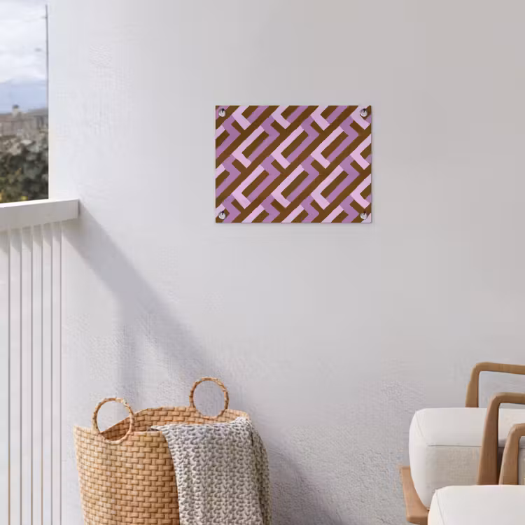 Gartenposter - Braun – Rosa – Geometrisch – Mäander – Muster — 5