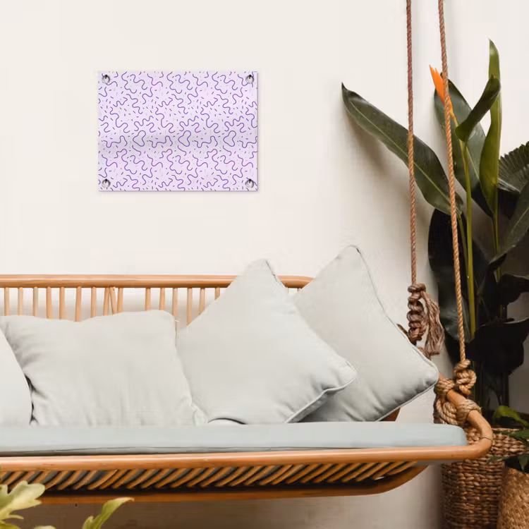 Gartenposter - Lila – Abstrakt – Memphis – Retro – Sprenkel – Muster — 4