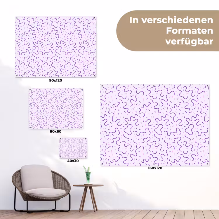 Gartenposter - Lila – Abstrakt – Memphis – Retro – Sprenkel – Muster — 6