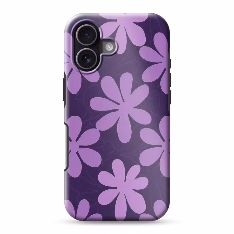 Handyhülle Toughcase - Lila – Botanisch – Blumen – Retro – Muster — 1