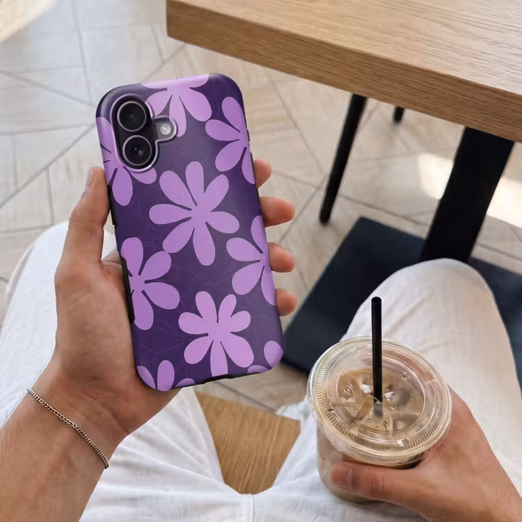 Handyhülle Toughcase - Lila – Botanisch – Blumen – Retro – Muster — 4